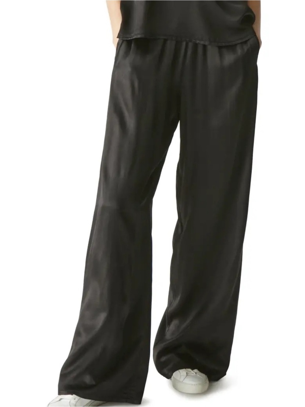 Michael Stars Black Satin Wide Leg Oversized Pants